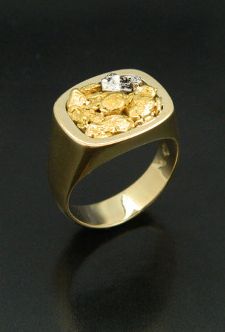 Signet Style Ring with Natural Gold and Platinum Crystal Signet Style Ring with Natural Gold and Platinum Crystal