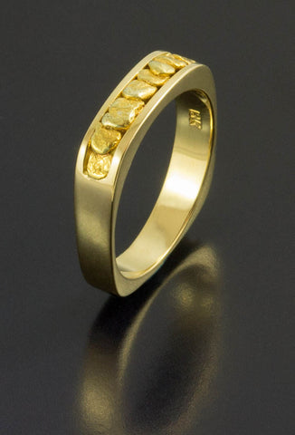 Ladies Natural Gold Nugget Wedding Band