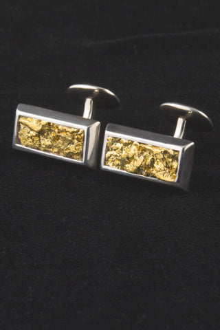 Gold Nugget Bullion Bar Cufflinks