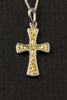 Gold Nugget Cross Pendant in Sterling Silver