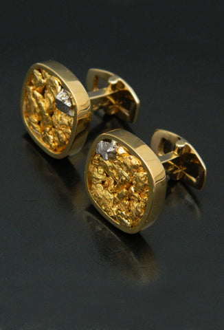 Natural Gold Nugget & Rare Platinum Crystal Cufflinks Natural Gold Nugget & Rare Platinum Crystal Cufflinks