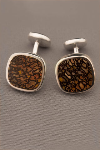 Double-sided Dinosaur Bone Cufflinks in Sterling Silver Double-sided Dinosaur Bone Cufflinks in Sterling Silver