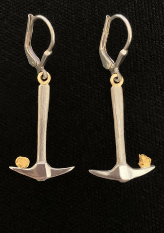 Gold Nugget Rock Hammer Earrings Gold Nugget Rock Hammer Earrings