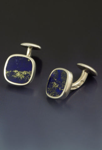 Lapis Cufflinks in Solid Sterling Silver Lapis Cufflinks in Solid Sterling Silver