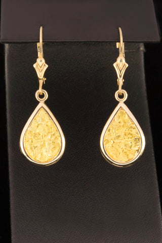 Natural Gold Nugget Large Teardrop Earrings Natural Gold Nugget Large Teardrop Earrings