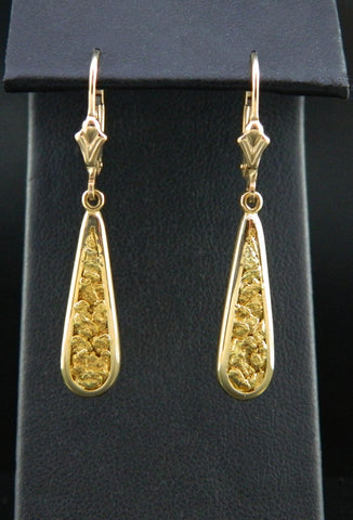 Natural Gold Nugget Long Teardrop Earrings Natural Gold Nugget Long Teardrop Earrings