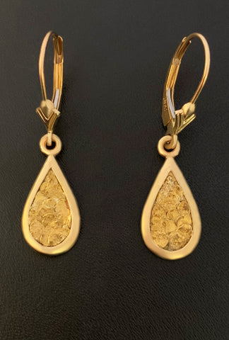 Natural Gold Nugget Teardrop Earrings Natural Gold Nugget Teardrop Earrings