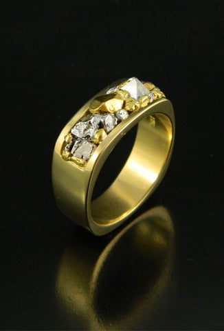 Natural Gold, Platinum and Diamond Crystal Wedding Band Natural Gold, Platinum and Diamond Crystal Wedding Band