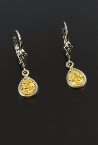 White Gold and Natural Nugget Earrings White Gold and Natural Nugget Earrings