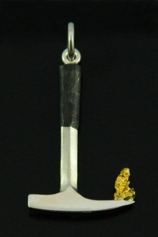 Rock Hammer Pendant with Gold Nugget Rock Hammer Pendant with Gold Nugget
