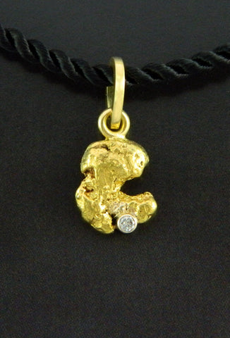 Natural Gold Nugget and Diamond Pendant Natural Gold Nugget and Diamond Pendant