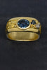 Montana Sapphire and Gold and Platinum Nugget Ring