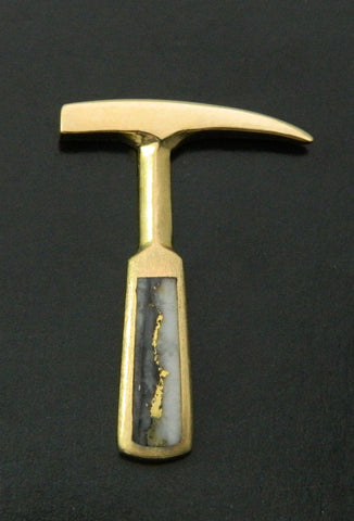 Gold in Quartz Rockhammer Lapel Pin Gold in Quartz Rockhammer Lapel Pin