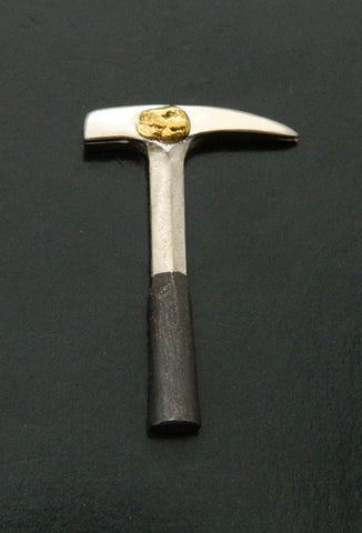 Natural Gold Nugget Rockhammer Lapel Pin Natural Gold Nugget Rockhammer Lapel Pin