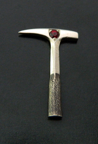 Rockhammer Lapel Pin with Set Gemstone