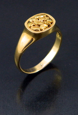 Natural Gold Nugget Cushion-Top Ring