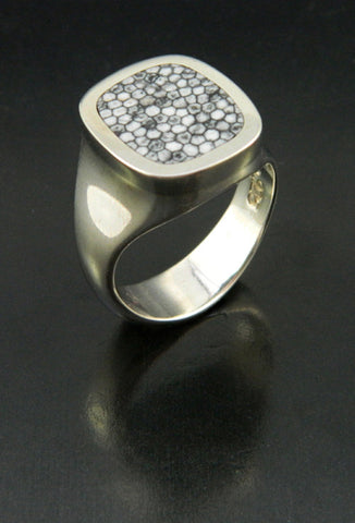 The Original Stingray Coral in White Gold and Sterling Ring The Original Stingray Coral in White Gold and Sterling Ring