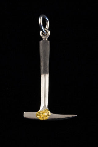 Rock Hammer Pendant with Gold Nugget