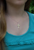Gold Nugget Cross Pendant in Sterling Silver
