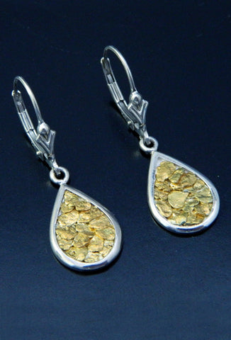 Natural Gold Nugget teardrop earrings