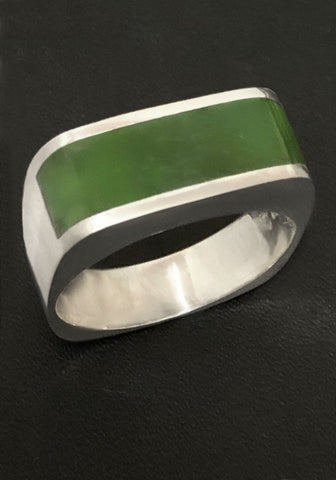 Nephrite Jade Ring in Sterling Silver