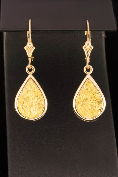 Natural Gold Nugget Large Teardrop Earrings