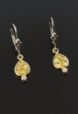 Diamond and Gold Nugget Earrings