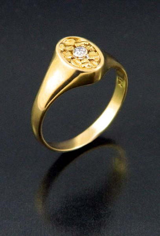 Diamond & Natural Gold Nugget Diamond Oval Ring
