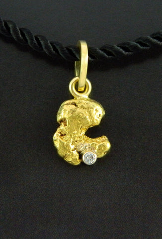 Natural Gold Nugget and Diamond Pendant
