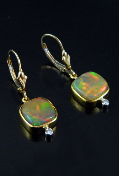 Opal & Diamond Earrings