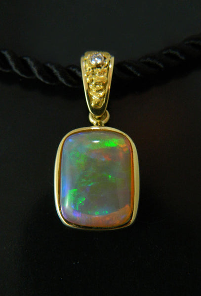 Opal Pendant with Diamond