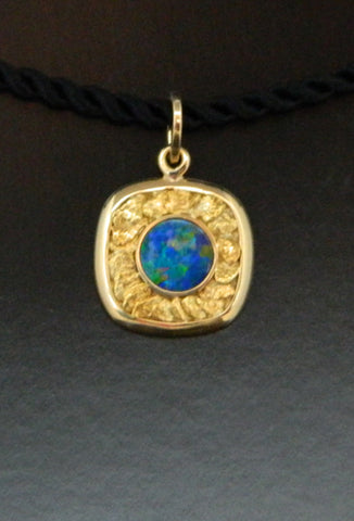 Opal Pendant with 18kt Gold & Natural Gold Nugget Inlay