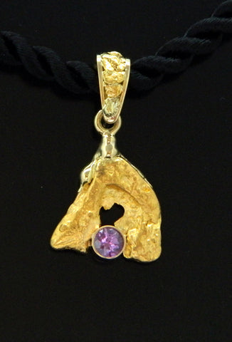 Natural Gold Nugget with Pink Sapphire