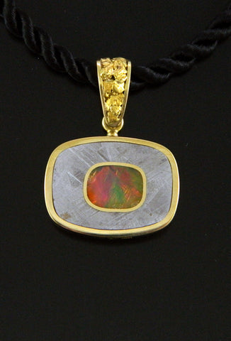 Opal & Meteorite Pendant