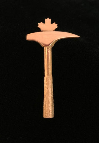 14kt Rose Gold Maple Leaf Rock Hammer Lapel Pin