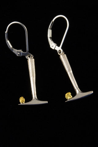 Gold Nugget Rock Hammer Earrings