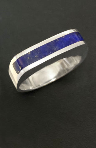 Lapis Inlay Ring in Sterling Silver